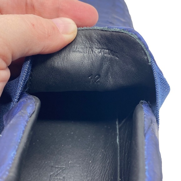 LANVIN Authentic Blue Python & Leather Mid Top Slip On Sneaker Tennis Shoe US 13 - Picture 9 of 13